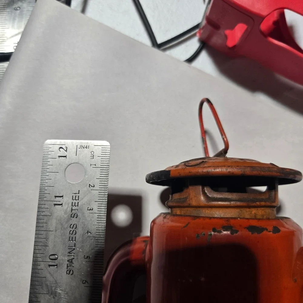 Vintage Dietz Junior Kerosene Lantern Red Metal Rustic Farmhouse Decor 12 Inch